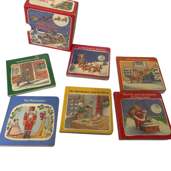 Vintage Little Treasury of Christmas Stories miniature board books in case 1987 - Picture 6 of 7